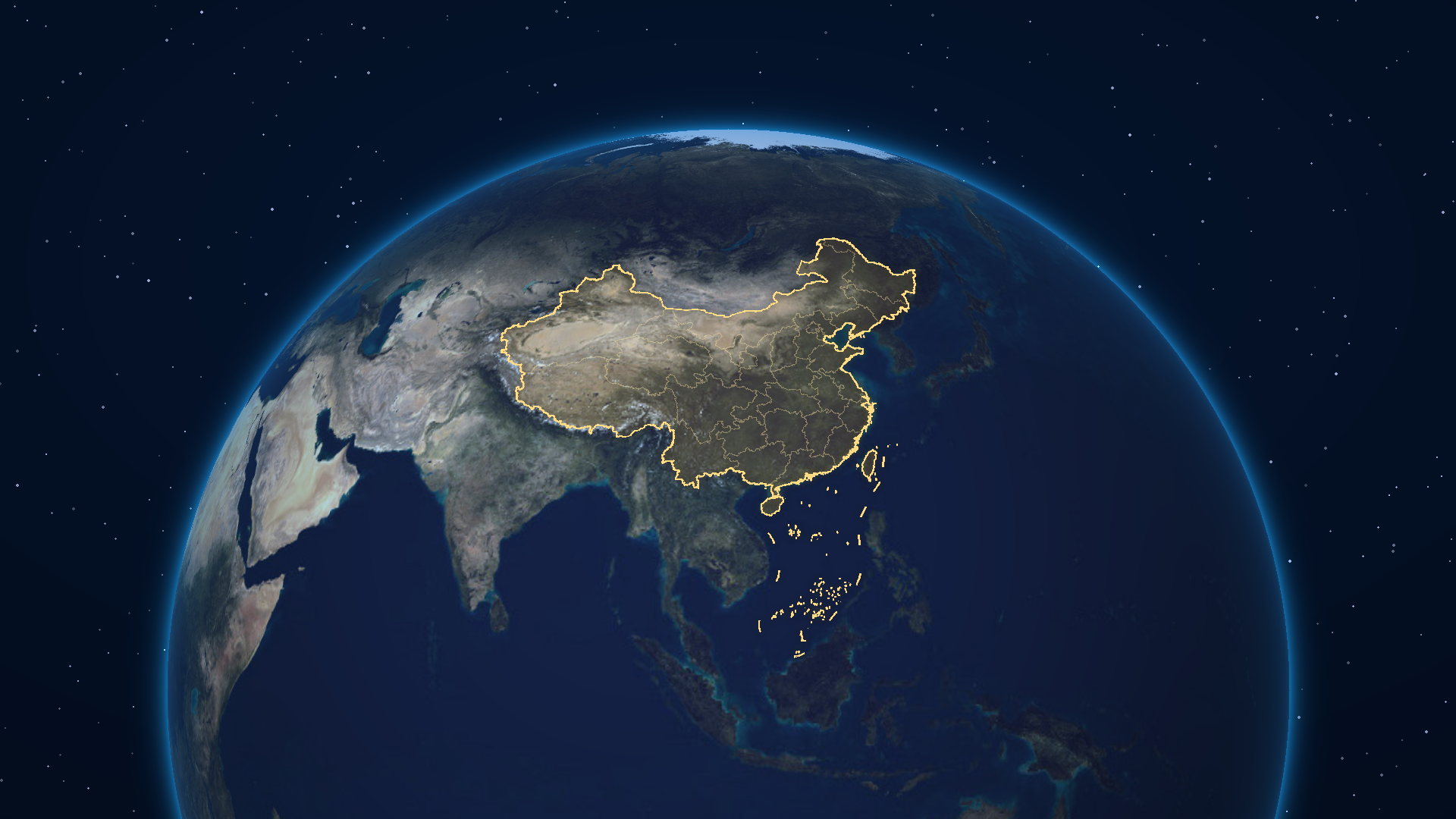 中国居中的地球地图